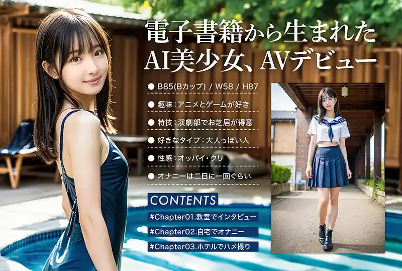 DAL-001 【AI寫真集発！】空想制服美少女AI MODEL AV DEBUT 電子寫真書廠生成的AI美少女AV出道的劇照11